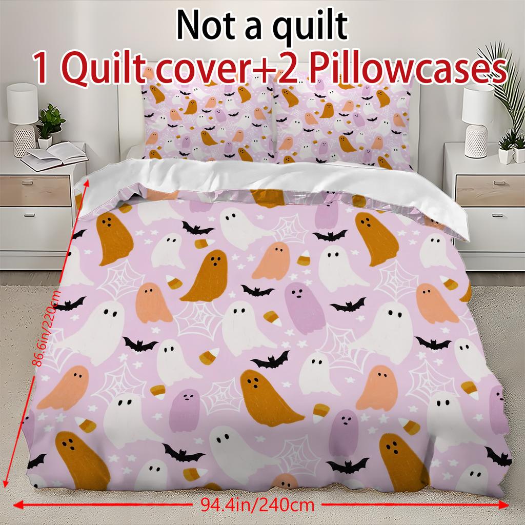 Halloween Dreiteiliges Bettwäscheset Bettbezug Kissenbezug Gebürsteter Stoff Verdickt