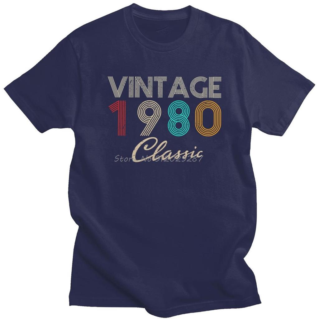 Vintage 1980 Klassisches Geburtstagsgeschenk T-Shirts Retro Altes T-Shirt Rundhals Baumwolle T-Shirt Streetwear Oversize Herrenbekleidung