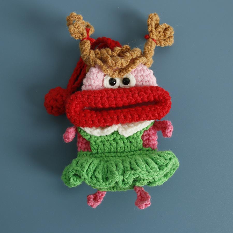 Lustige Häkel-Schlüsselanhänger Stricken Niedliche Wurstmund-Puppe Schlüsselhalter Nützliche Gestrickte Aufbewahrungstasche Schlüsselanhänger Für Autoschlüssel Großhandel