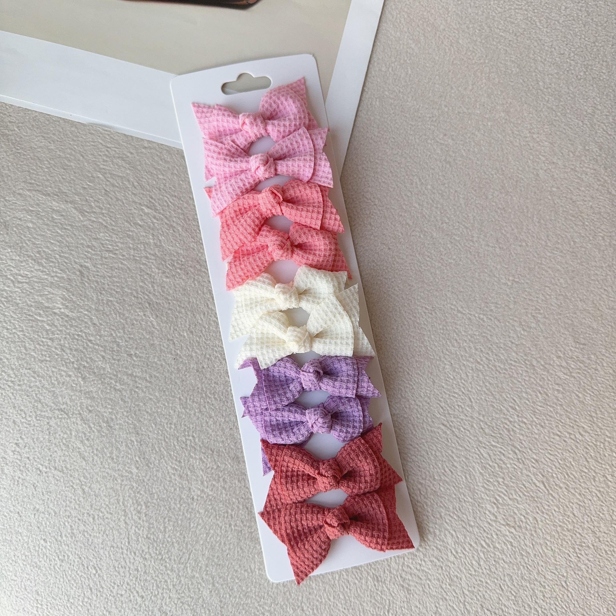 

10 шт./компл. новые милые однотонные заколки для волос с бантом и лентой для маленьких девочек, банты ручной работы, шпилька-заколка, головные уборы, детские аксессуары для волос