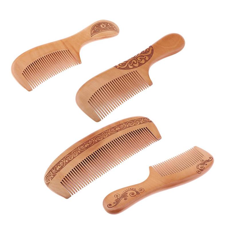 Handmade Mahogany Comb Anti Static Wooden Hair Brush Fine Tooth for Family and Travel