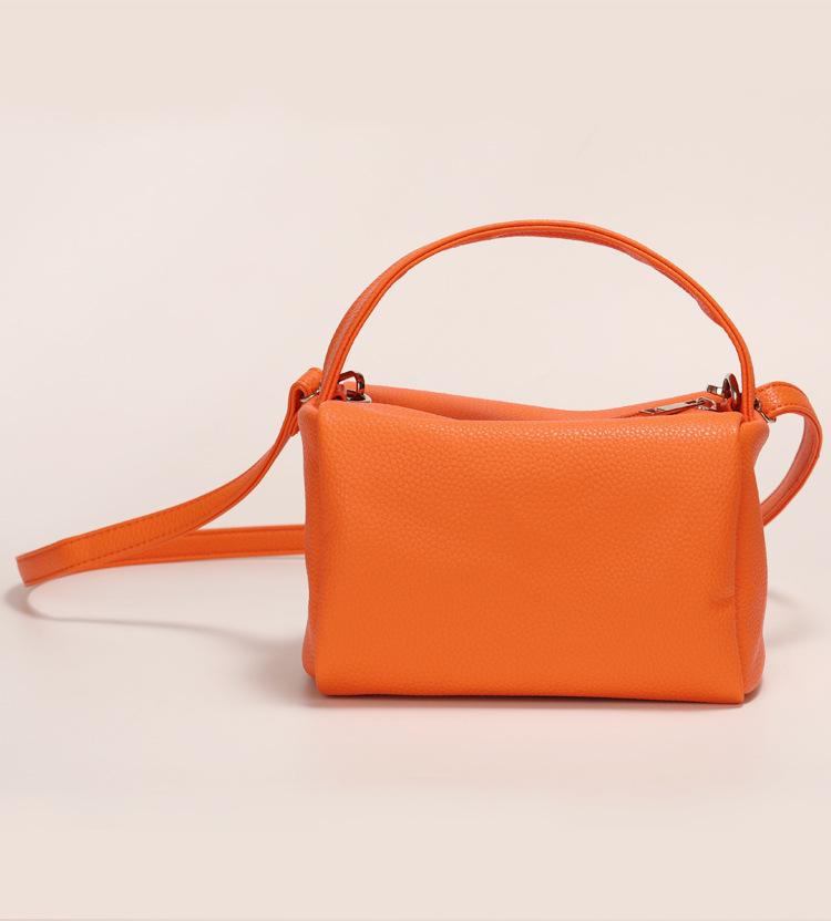 Módní dámská oranžová crossbody taška přes jedno rameno - Ruční čtvercový styl krabičky na oběd v bílé barvě