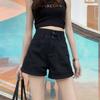 Women's White Pants Summer Crimping High Waist Classic Light Blue Denim Shorts Pants Wide Leg Street Style All-match Jean Casual Shorts