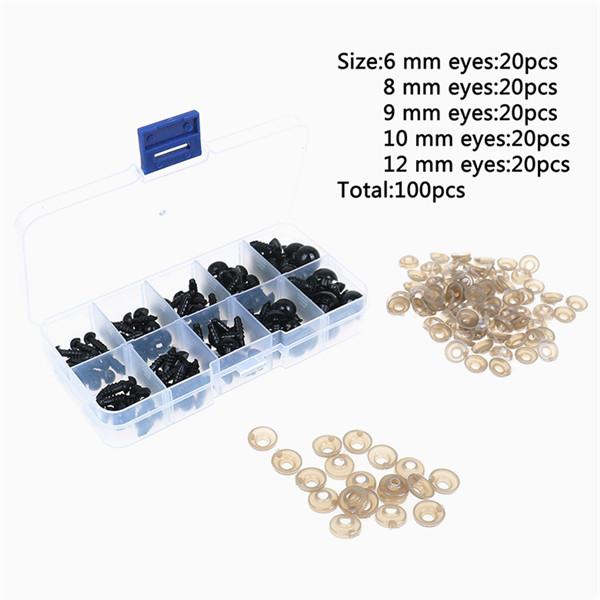 100Pcs 6-12mm Plastic Safety Toy Eyes For Bear Doll Animal Puppets Crafts