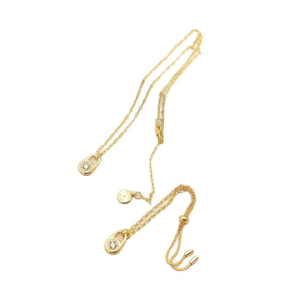 Designschmuck Damen High-End Halskettenzubehör Damen Mk Kupferplattiert Echtgold Schlüsselbeinkette Armband Set