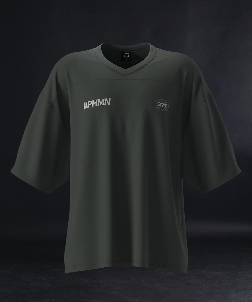 PHERMENON Oversized Rugby Jersey Short Sleeve - Charcoal Green