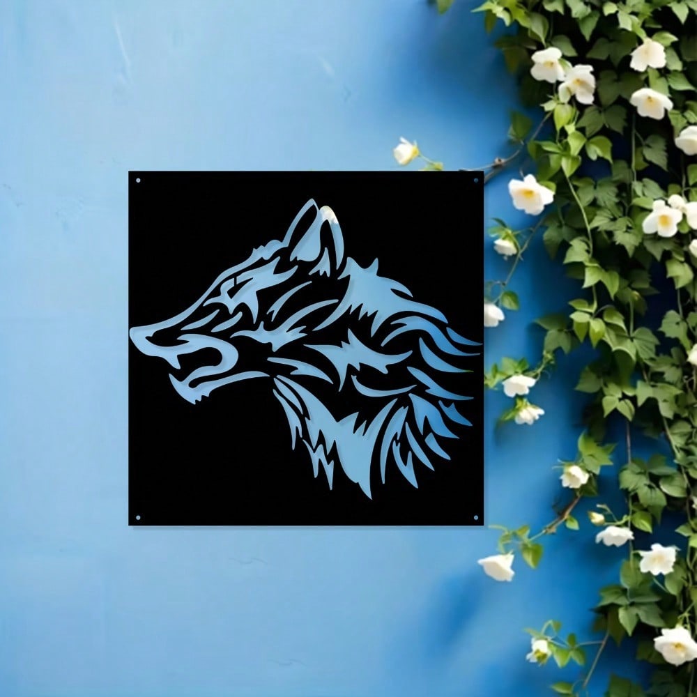 Fierce Wolf Head Metal Wall Art, Rustproof Outdoor Garden & Fence Decor