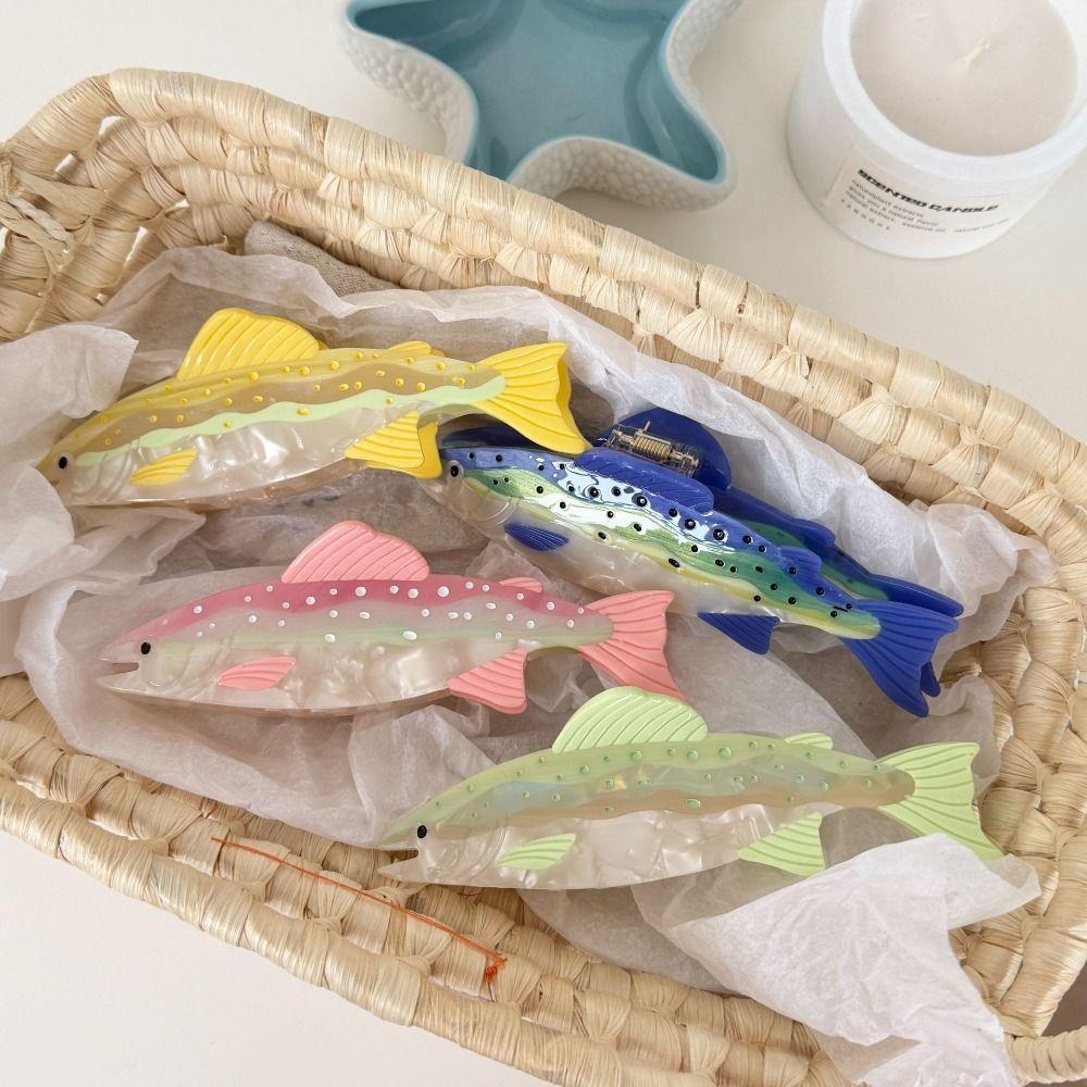 Creative Hairpin Ocean Fish Hair Claw Acetate Acetic Acid Marine Animals Hair Clip Salmon Shark Clip Fish Grab Clip Vacation