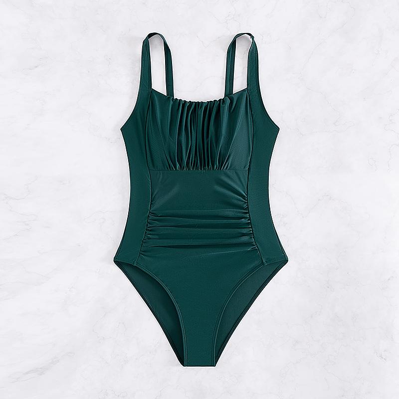 Einfarbiger einteiliger Bikini-Badeanzug