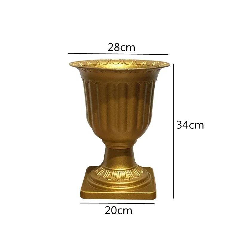Золотая пластиковая цветочная композиция Цветочный горшок Фестиваль Вечеринка Свадьба Собрание Оригинальность Украсить Европейский Ретро Стиль Кашпо