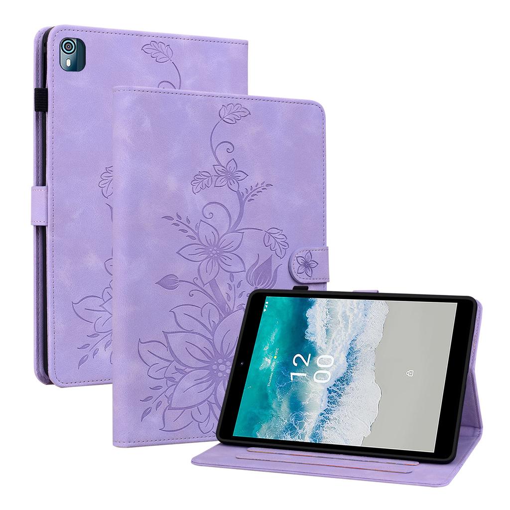 Per Nokia T10 Custodia per Tablet in Pelle PU con Squisito Design Floreale Goffrato