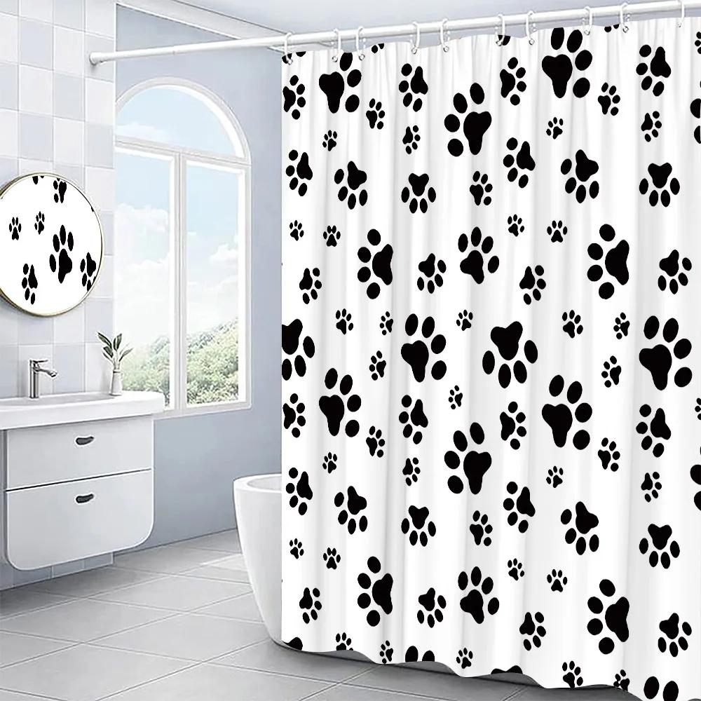 Cartoons Animals Shower Curtains Cute Dinosaurs Fish Funny Cats Dogs Paw Prints Bathroom Decor Accessories Fabric Bath Curtains