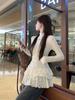 Korean High Neck Women's Slim Fit T-Shirt - Thermal Fleece, Lace Trim, Autumn/Winter Style
