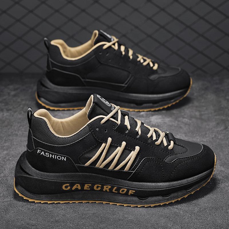 

Мужские кроссовки Форрест Гамп 2024 Новые весенние кожаные сетчатые дышащие на толстой подошве спортивные туфли для отдыха на открытом воздухе и путешествий 39 чёрный