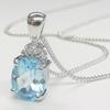 And My Jewelry Silver Large Carat Natural Blue Topaz Pendant Necklace [Your Box] 2.0 <November Birthstone>