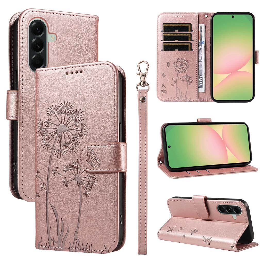 For Samsung Galaxy A57 5G Leather Wallet Case with Strap Dandelion Imprint Phone Stand Cover