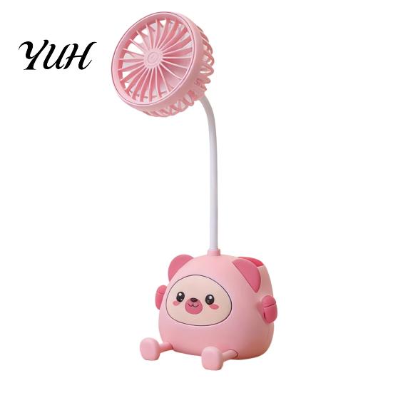 Lightweight Travel Cooling Fan Cartoon Animals Desk Fast Charging Flexible Hose Multi-Purpose Phone Holder Pen Portable Summer Quiet Personal D