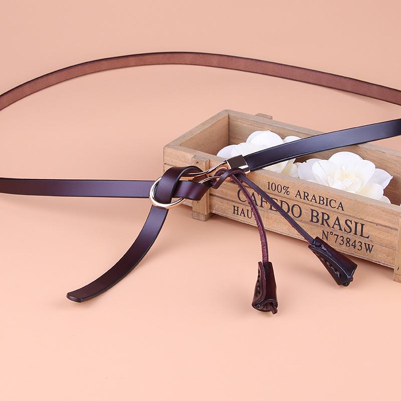 Genuine Leather Womens Fashion Belt With Alloy Buckle And Tie Closure For Office Style