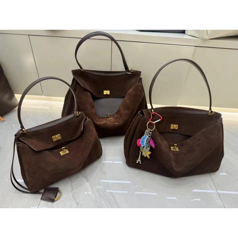 Rodeo Suede Leather Tote Bag Women Large Capacity Commuter Shoulder With Snap Lock Minimalist Matte Finish