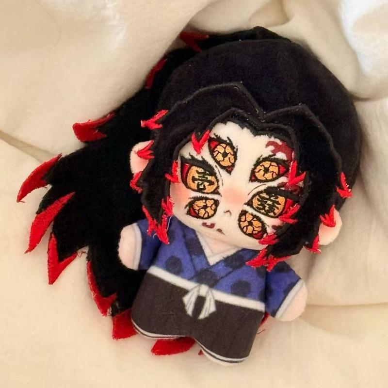 Süßes Dämonentöter Obere Mond Plüsch Schlüsselanhänger Set 10cm Kokushibo Douma Akaza Maskottchen Puppen Weiche Anime Bösewicht Kuscheltier Anhänger für Fans Tasche Dekoration Geschenk