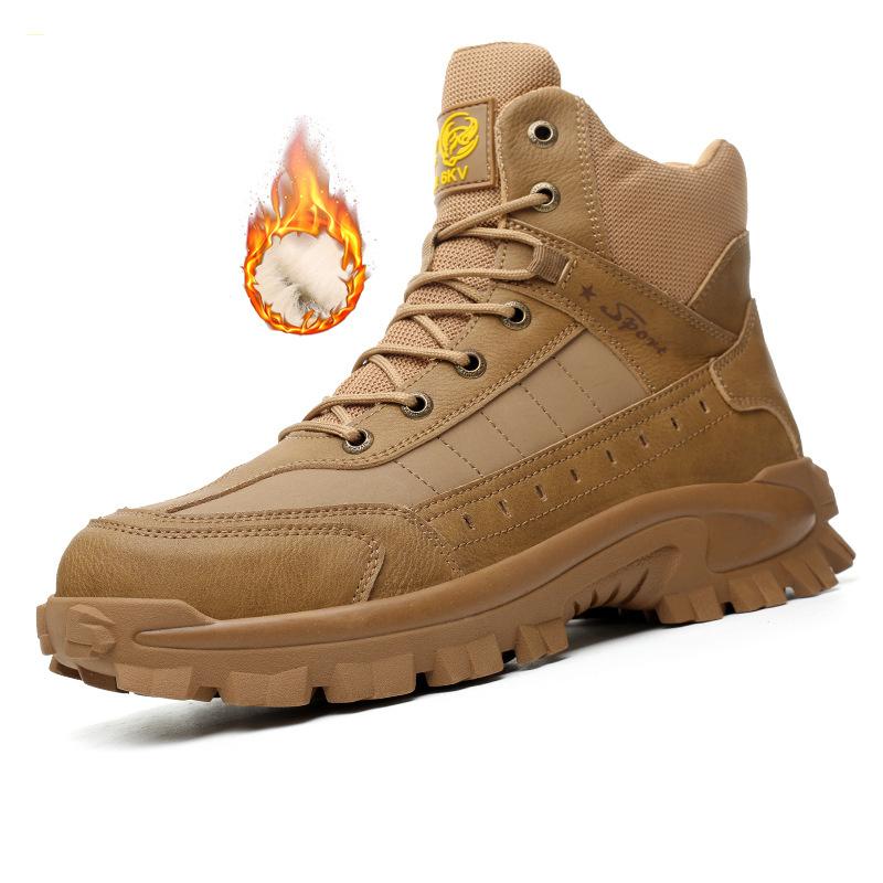 

warm plush safety shoes for winter high plastic toe work boots cold-resistant smash-proof puncture-proof man non slip work shoes 36