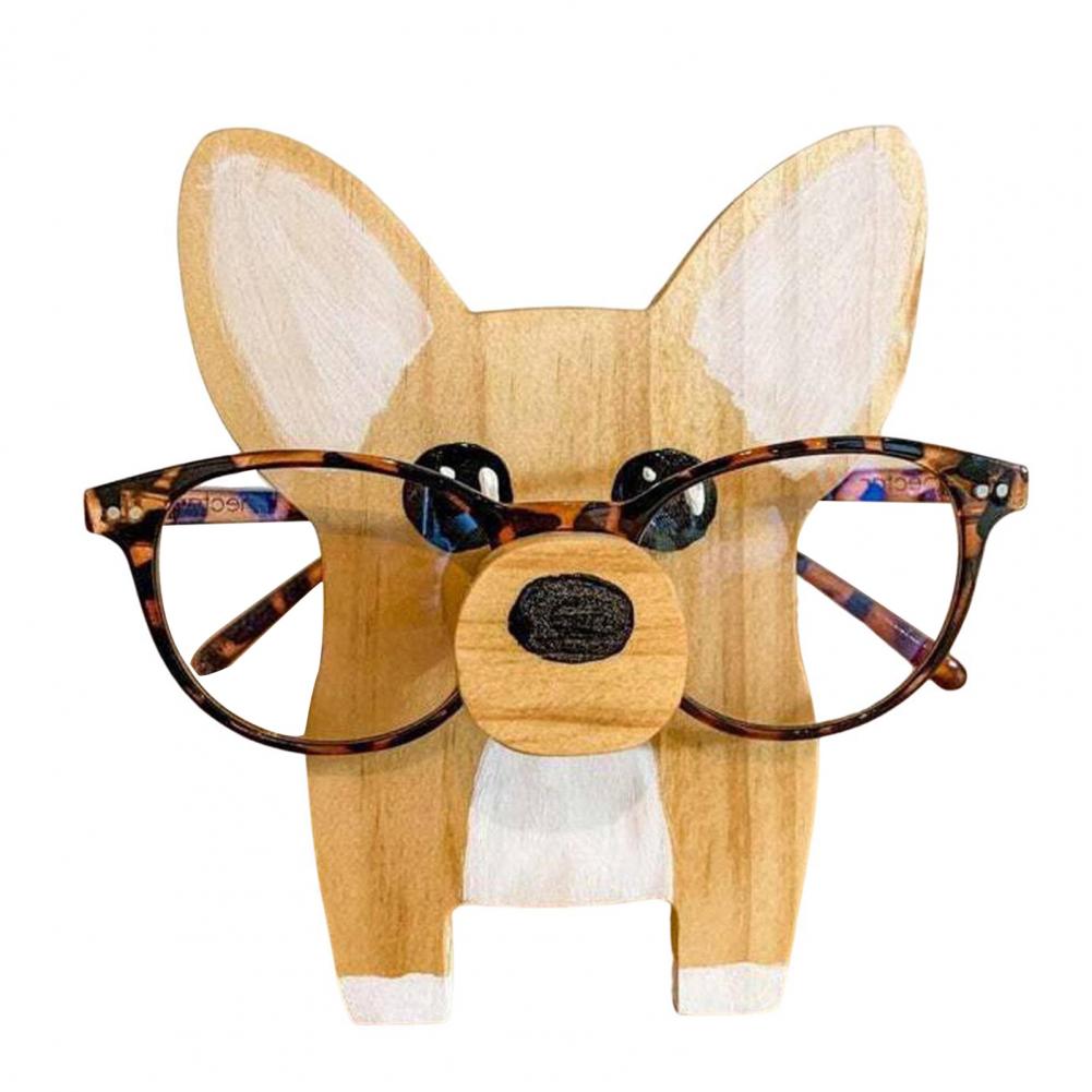 

Wooden Eyeglass Rack Animal Stand Hand-Painted Glasses Holder Dog Shape Tabletop Decor Eyeglass Holder For All Sizes Glasses