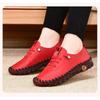 Plus Size Women's Hand Stitched White Shoes, Flat Casual Breathable Daily Slip On Flats