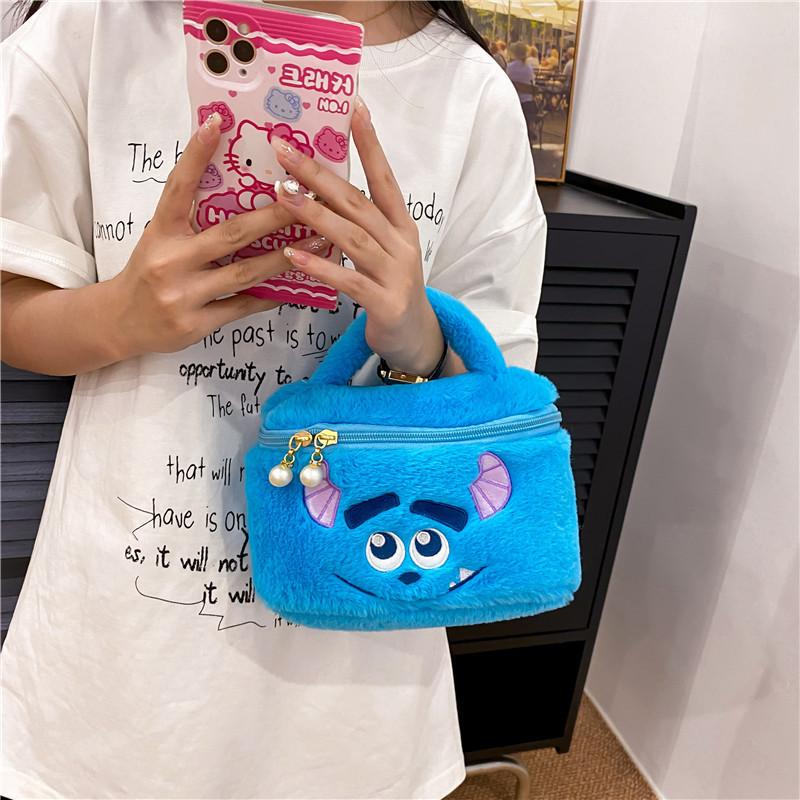 Adorable Plush Strawberry Bear Handbag For Women Spacious Makeup Organizer Bag