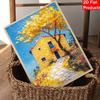 DIY Frameless Pearl Painting Kit Yellow House Scenery 3D Shiny Bead Art Canvas Relaxing Craft for Home Wall Decor Gift Handmade Artwork