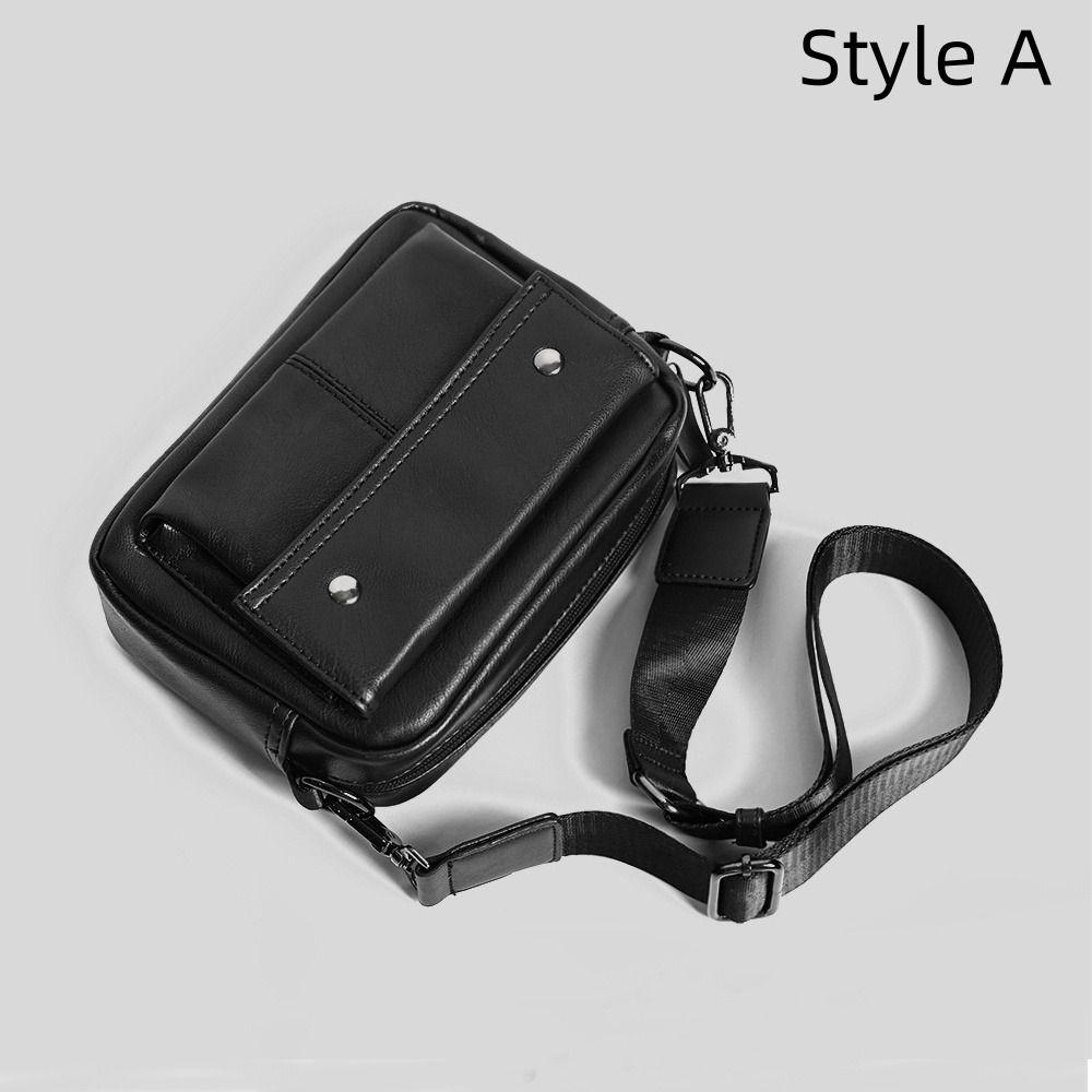 Luxury Leather Crossbody Bag Men PU Mobile Phone Bag Fashion Shoulder Bag Men Street Wear