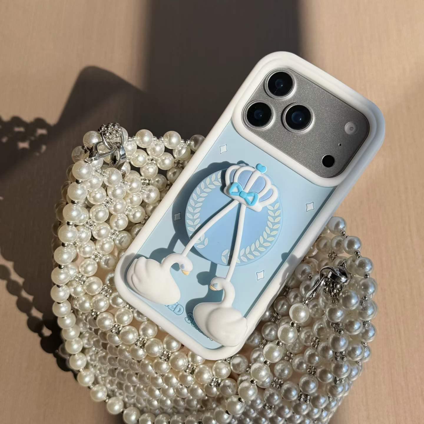 

Swan Pendant Anti-Fall Phone Case for iPhone 14/13/12/15/16/17/Pro Max iPhone 12 Pro Max