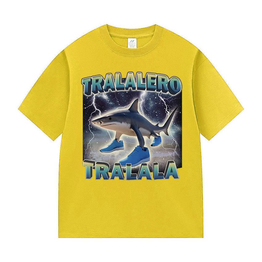 Tralalero Tralala Funny Shark Meme T-shirt fashion Cozy Shark With Shoes Gifts T Shirts Men's Women summer O-Neck Cotton T Shirt
