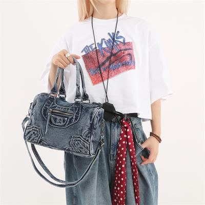 Vintage Umhängetasche mit großer Kapazität Damenhandtasche Denim-Tasche