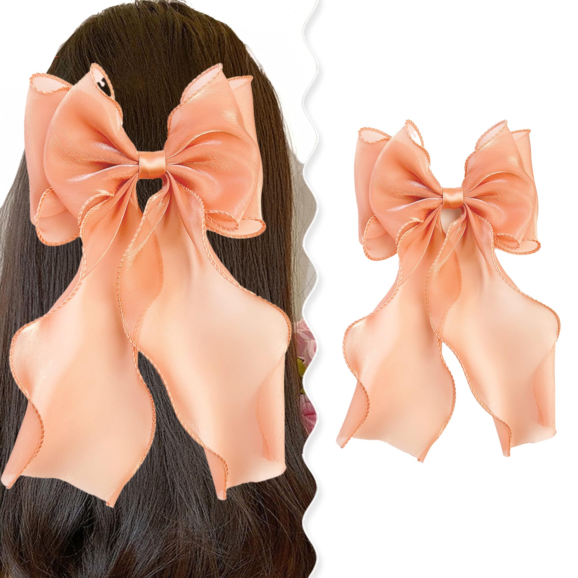 

Orange Sheer Ribbon Hair Clip, Lolita, Dreamy Kawaii, Gothic Lolita, Hair Clip, Hairpin, Hair Accessory [Used]