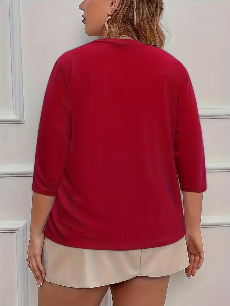 Plus Size Women's Elegant Four-Button Half-Sleeve Elastic Cardigan Jacket - 2025 Edition