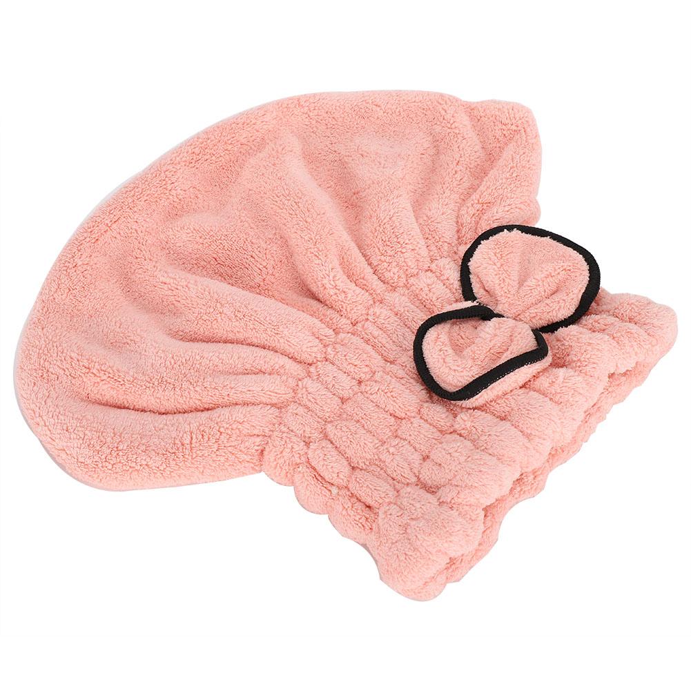 Shower Hat Bow Decoration Bathroom Hats Quick Drying Women Girls Lady Bathing Hair HatFlesh Pink