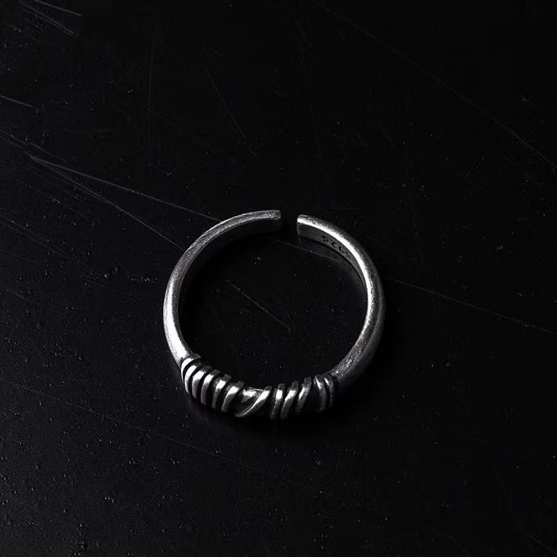 Adjustable Open Ring Men Women Vintage Twisted Thorn Design Plated Copper Retro Geometric Jewelry