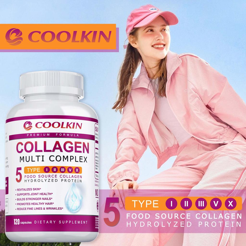 Type 5 Complex Hydrolyzed Collagen Capsules, Skin Care, Hair Care, Nail Care, Joint Care, Adult Dietary Supplement