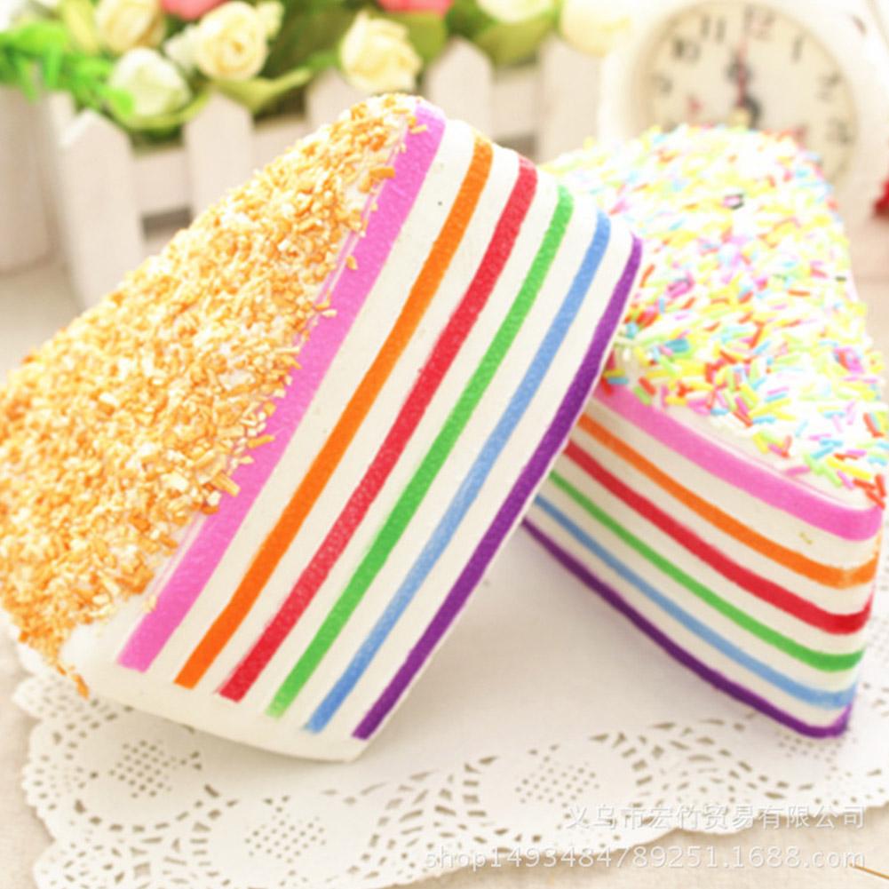 14Cm 1/2Pcs Rainbow Cake Slow Rising Simulated Food Squeeze Toy Stress Relief Decompression Toy Gift For Kids Adults