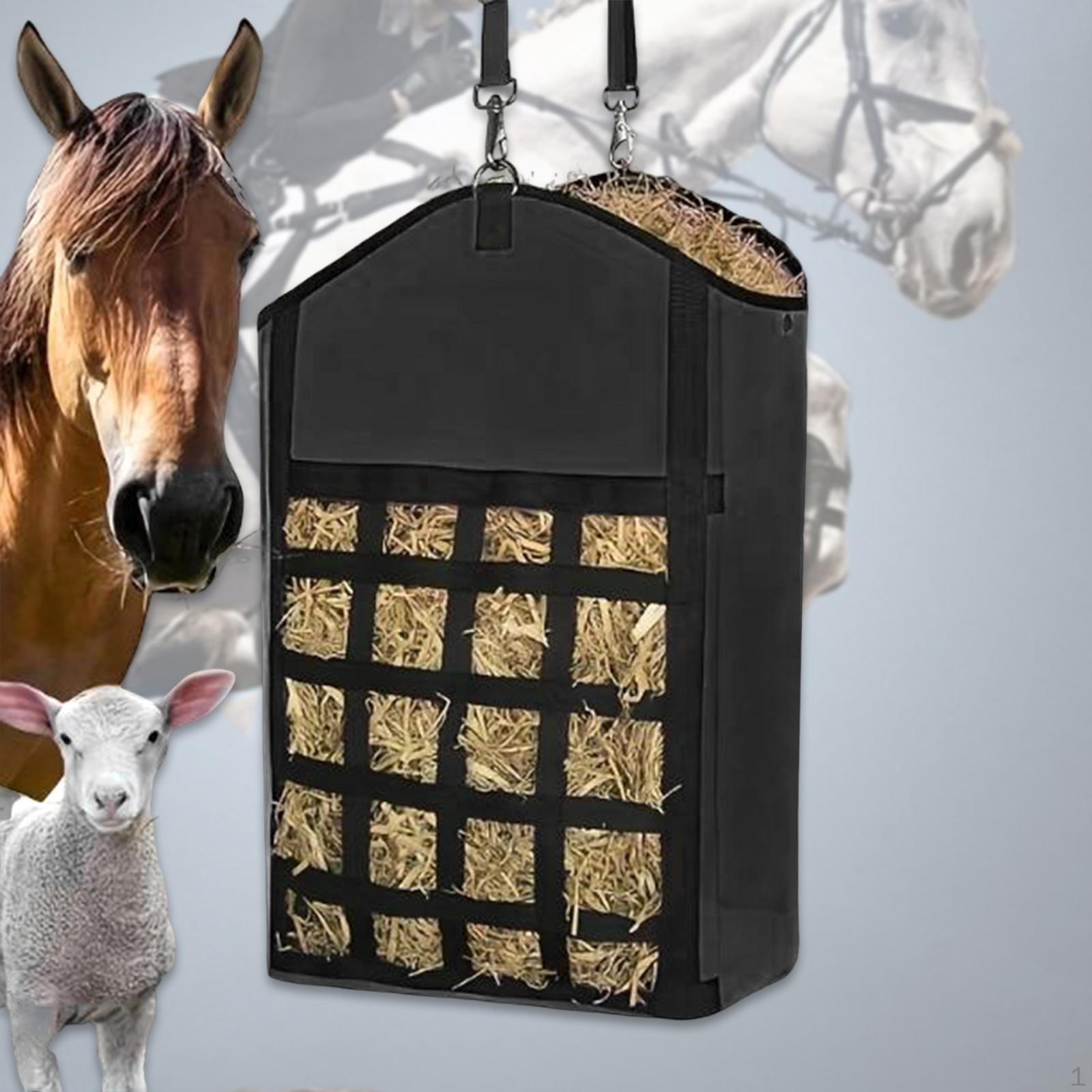 

Сумка для сена с крючком для кормления лошадей и домашнего скота чёрный
