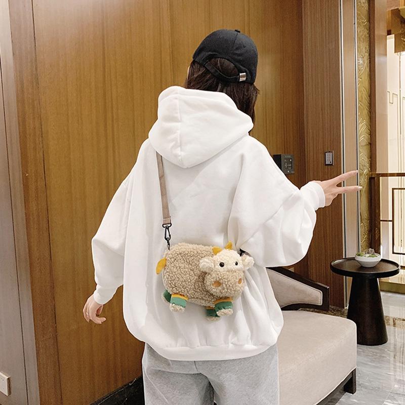 New Ins Cartoon Lamb Plush Shoulder Bag For Women