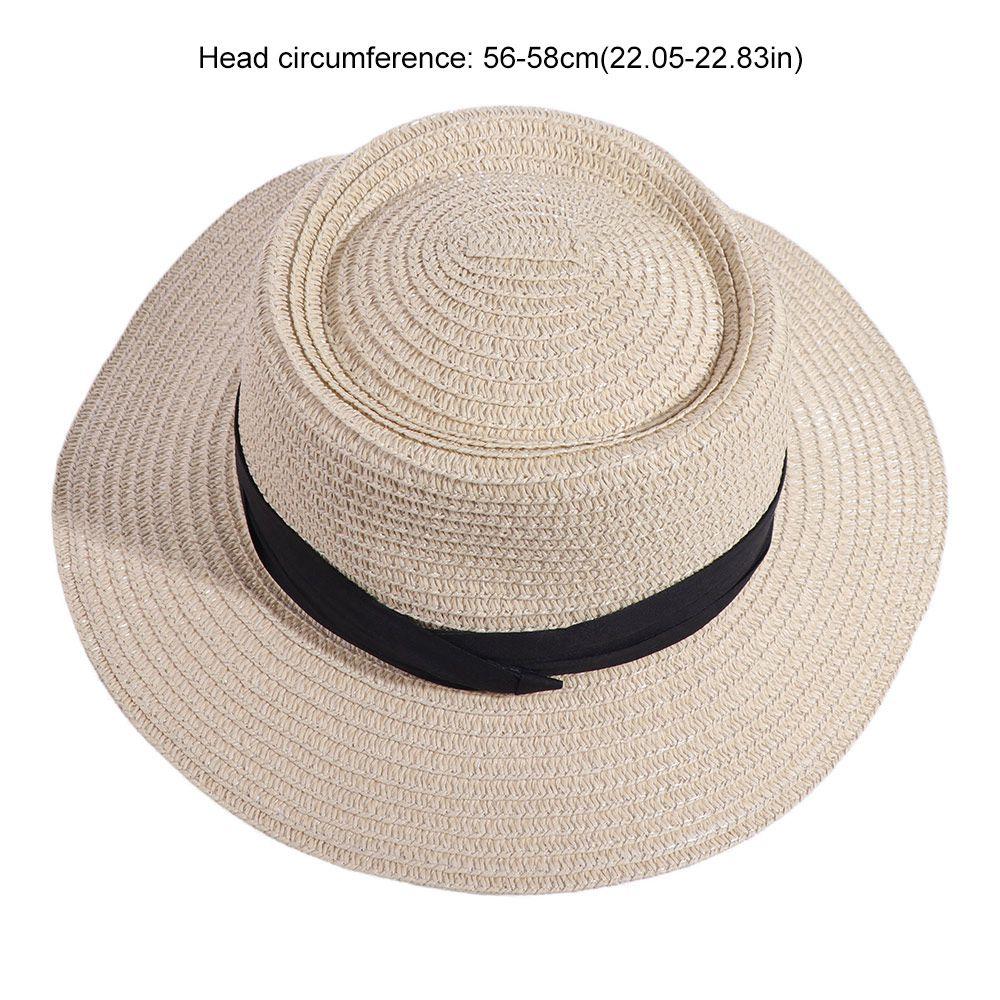 Wide Brim Straw Woven Hat Flat Brim Women's Sun Hat Retro Sunscreen Bucket Hat  Ladies