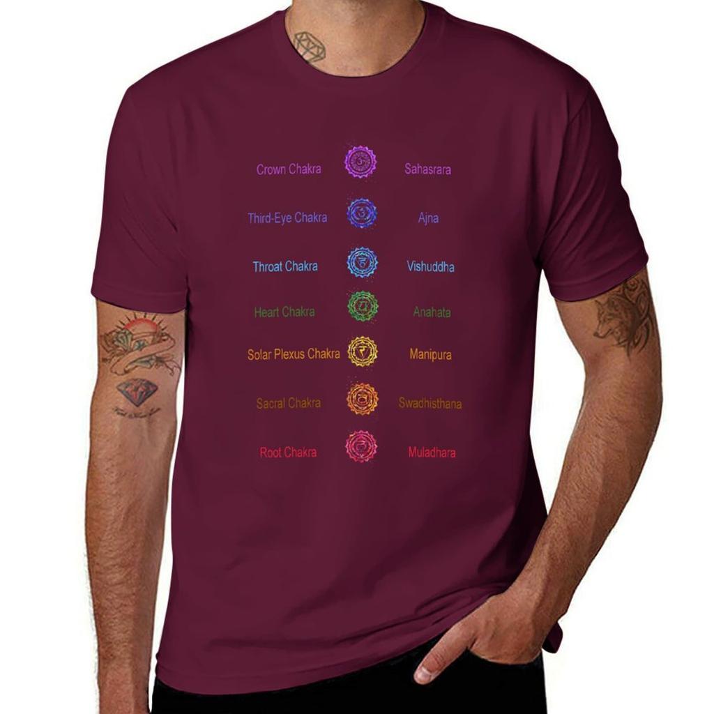 The Seven Chakras T-Shirt Summer Top Plus Size Tops Funnys Mens Cotton T Shirts