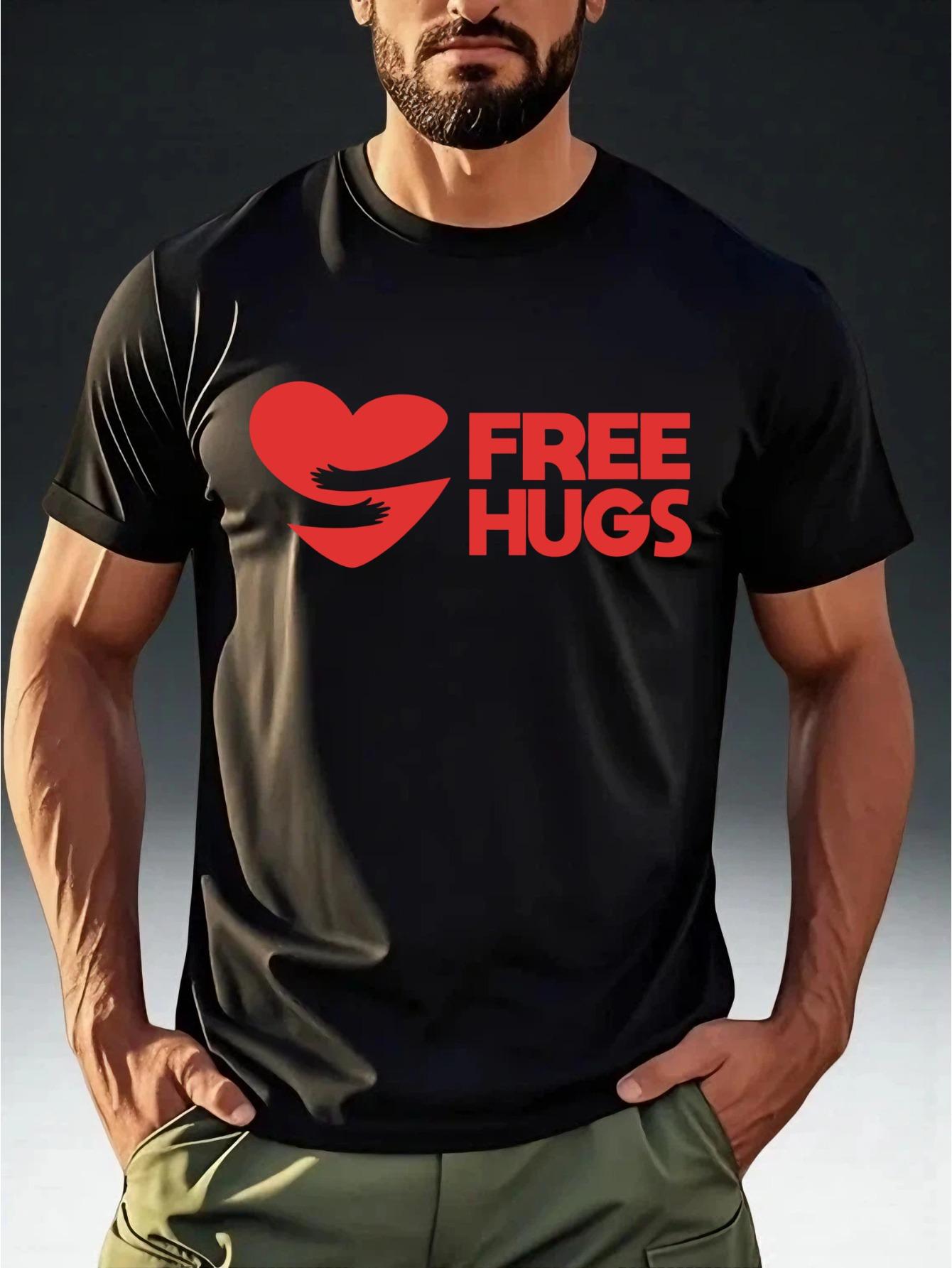 Men s  Short-Sleeve T-Shirt with  Broken Heart Free Hugs Meme  Slogan Print XXXXL