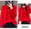 Women's 100% Cashmere Solid Color Cardigan - Round Neck, Long Sleeve (Autumn/Winter 2024)
