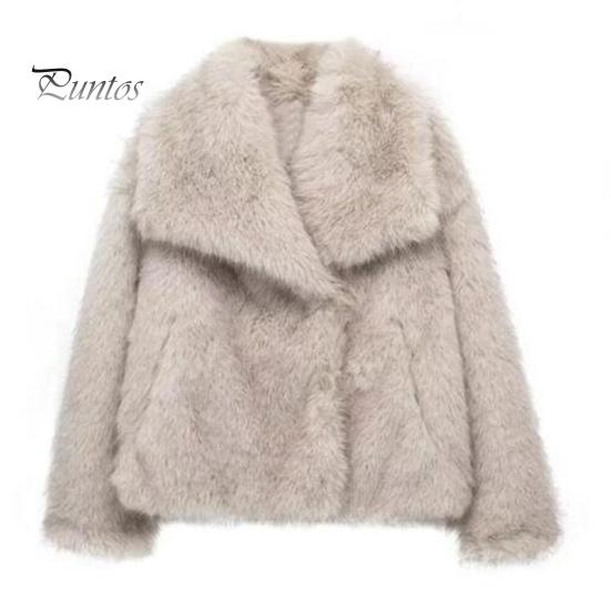

Осень-зима Женский кардиган Пальто Искусственный мех Утолщенный плюш Отложной воротник Чистый цвет Длинные рукава Однотонный кардиган Куртка M слоновая кость