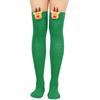 Damen Weihnachten Overknee Lange Socken Niedlich 3D Plüsch Hirsch Elch Gestreifter Druck Oberschenkelhohe Strümpfe Feiertagsparty Strumpfwaren