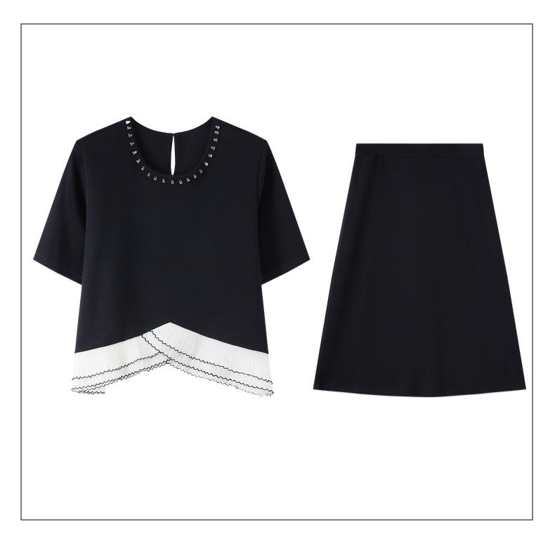 2026 Stylish Plus Size Short Sleeve Set for Middle-Aged and Elderly: Fashionable Two-Piece Blouse