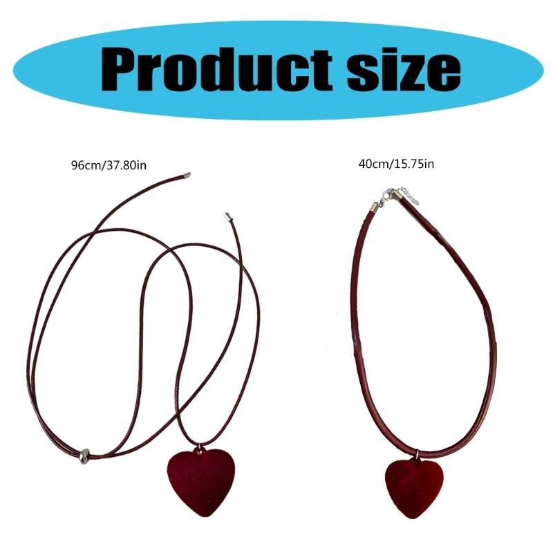 Elegant Heart Pendant Necklace Delicate Charm Necklace Flocking Texture Office Lady Necklace for Casual or Party Wear