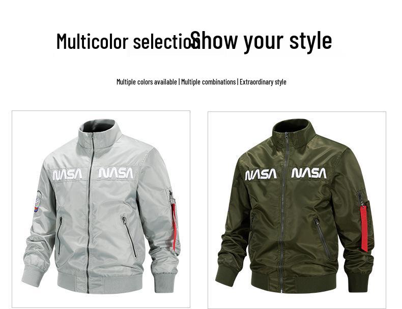 Astronautská nadměrná pánská baseballová bunda - Volný střih, jarní/podzimní kabát